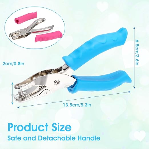12 Pcs Single Hole Punch, 1/4" Handheld Hole Puncher with Soft Grip Handle, Small Single Circle Hole Paper Punch Shapes for Crafts Greeting Cards Scrapbook Notebook Tags Tickets (3 Colors)