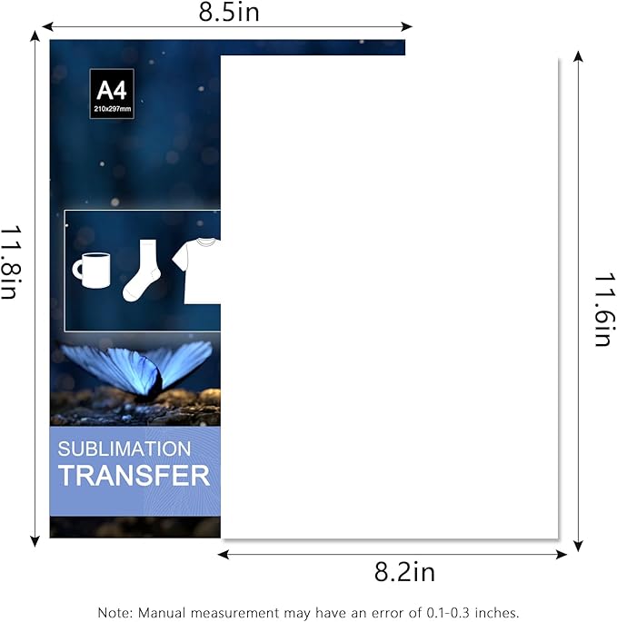 Sublimation Paper 100 Sheets Heat Transfer Paper 8.5x11 inch Compatible with Inkjet Sublimation Printer 105g