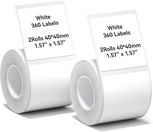 NIIMBOT B1 Label Maker Tape B21 Label Paper 40×40mm 180 Labels/Roll, White 2-Rolls