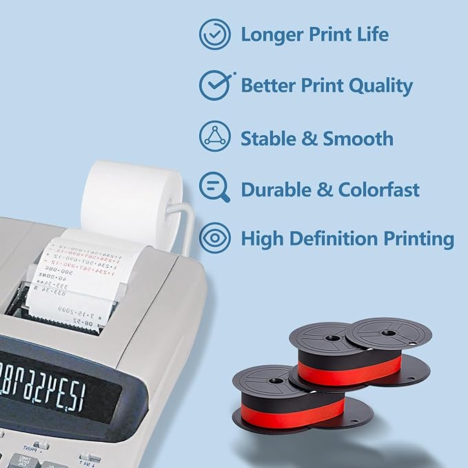 12 Pack Calculator Ribbon Compatible for Canon MP11DX Calculator Ink Ribbon Red/Black Compatible with Porelon 11216, Sharp EL-1197PIII, Casio DR-210R, Canon MP11DX MP25DV