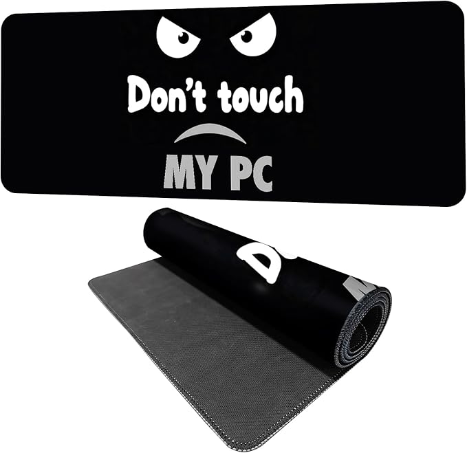 Large Gaming Mouse Pad – 31.5" x 11.8" Extended Desk Mat with Don't Touch My PC Angry Cartoon Design – Funny Non-Slip Mousepad for Gamers & Office Use