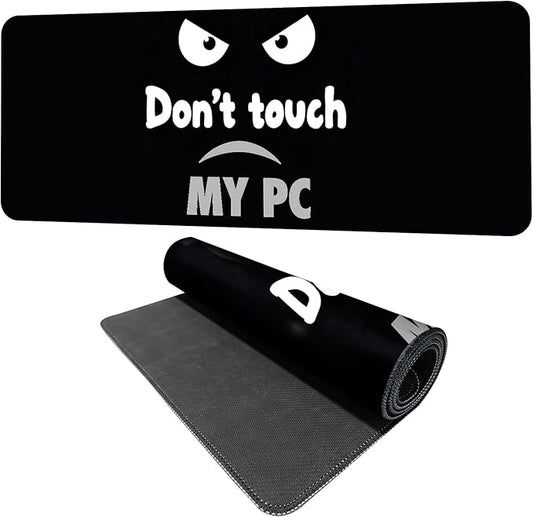 Large Gaming Mouse Pad – 31.5" x 11.8" Extended Desk Mat with Don't Touch My PC Angry Cartoon Design – Funny Non-Slip Mousepad for Gamers & Office Use