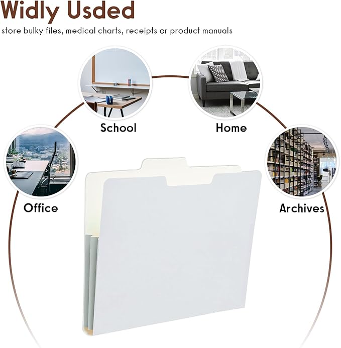 Y YOMA 6 Pack Extra Capacity File Folders Letter Size Accordion Decorative File Folder Cute Pretty Colored Filing Folder File Organizers for Office School Home Desktop with 1/3-Cut Tab, Natural Color