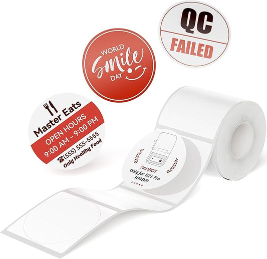 NIIMBOT Red&Black Labels, Refill Sticker Papers Only for B21 Pro 300DPI Label Maker, Dual Color Printing Stickers Good Idea for Schools,Business,Price Tags,Baking(2''x2''/50x50mm-Round)