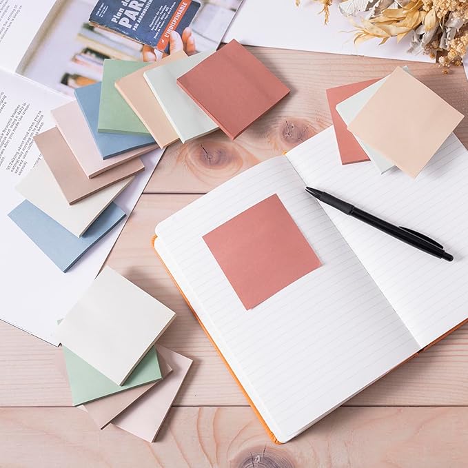 (16 Pack) Sticky Notes 3x3, Vintage Colors, Sticky Pads, Recyclable, Easy to Stick for Home, Office, Notebook