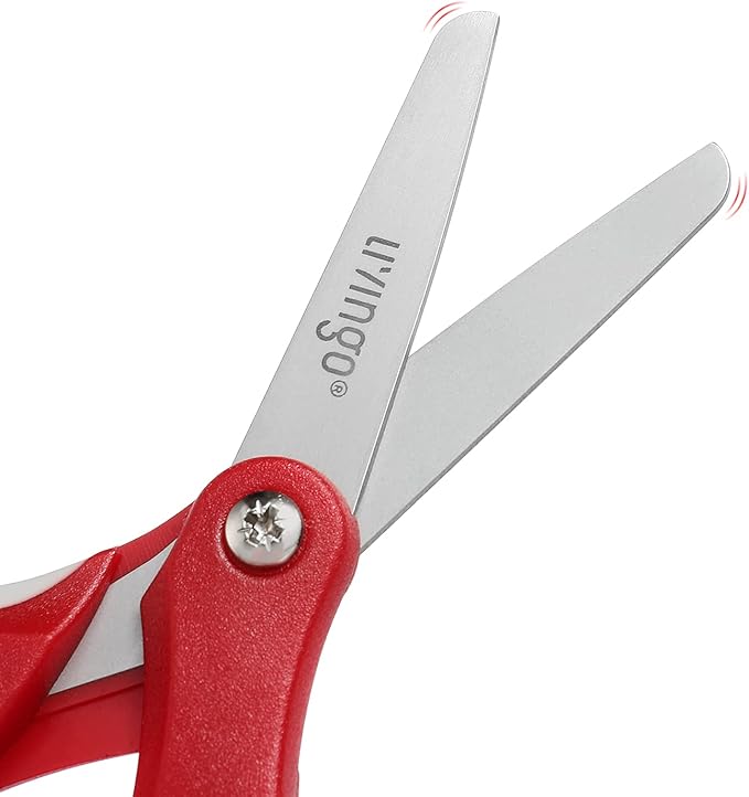 LIVINGO 24 Pack 5” Kids Scissors, Blunt Safety Blade, Left/Right Handle, Bulk School Supplies Preschool Shears for Teachers Student Toddler Children Classroom Crafting Cutting Paper