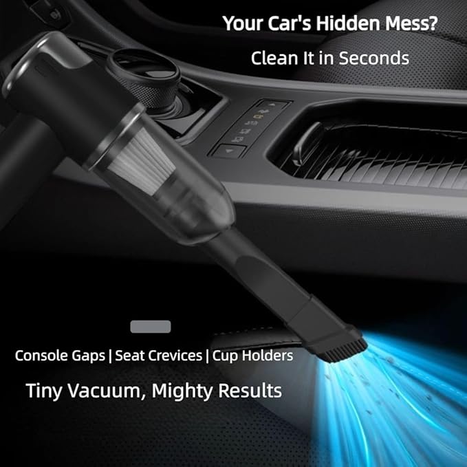 Portable Car Vacuum Cleaner, 2-in-1 Handheld Vacuum & Sealer, 10,000Pa Strong Suction Cordless Mini Vacuum for Car/Home/Keyboard/Pet Hair, Compact Rechargeable with Washable HEPA Filter(Black)