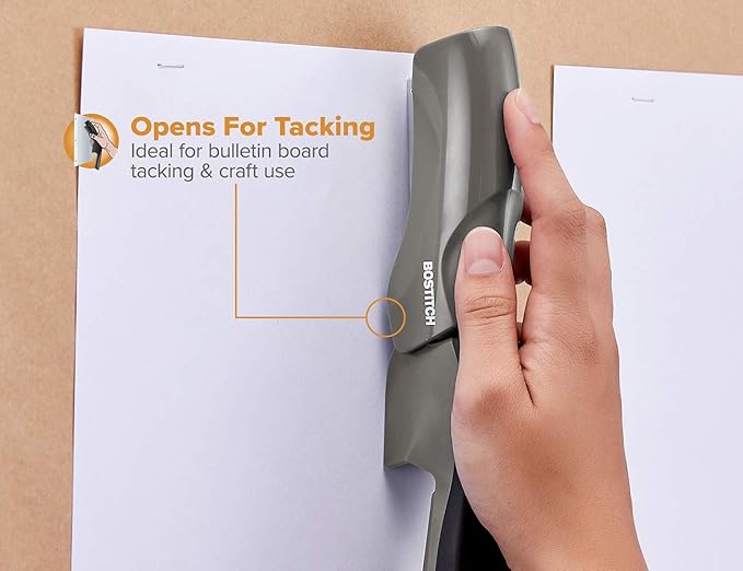 Bostitch Office Heavy Duty Stapler, 40 Sheet Capacity, No Jam, Half Strip, Fits into the Palm of Your Hand, For Classroom, Office or Desk, Gray