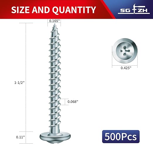 #8 x 1-1/2" Wood Screw 500Pcs Alloy Steel Standard Thread Truss Head Fast Self Tapping by SG TZH