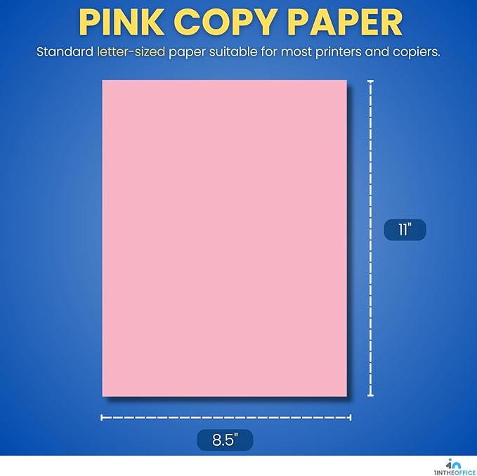 1InTheOffice Pink Copy Paper, Colored Printer Paper, Copy Paper for Printer, 8.5" x 11", Letter Size, 20 lb Density, 500 Pack