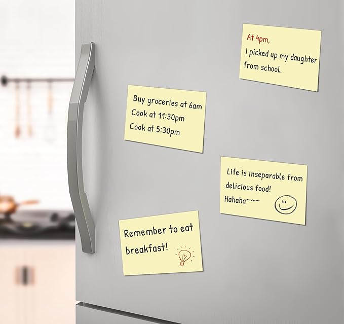 16 Pads Large Sticky Notes Yellow, 3 x 5 Inch Self-Stick Note Pads, 100 Sheets/Pad, Super Sticking Power, Clean Removal, Recyclable Memo Pads for Office, School, Home, and Meetings