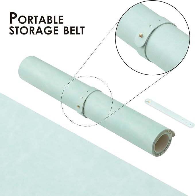 Distressed Leather Desk Mat - Non-Slip PU Desk Pad for Office and Home - Desk Organization and Accessories - Ideal for Large Mouse Pad and Desk Mats on Top of Desks(Mint Green,31.5"x 15.7")