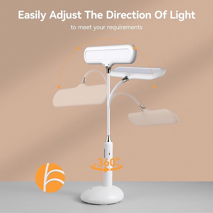 VAVOFO LED Desk Lamp 6778B - Touch Control, Adjustable 2700-7000K Color Temperature, 700 Lumens, 360° Flexible Gooseneck, USB-C Charging, 2.5hrs Cordless, Eye-Caring Light (White)