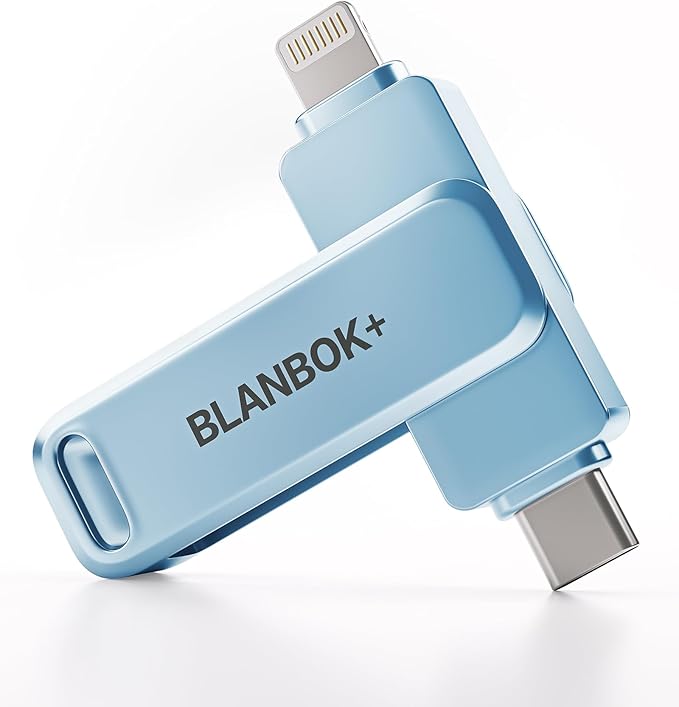 MFi Certified 256GB Flash Drive for iPhone Photo Stick, USB Thumb Drive Memory Stick High Speed USB Drive Photo Storage for iPhone Flash Drive Compatible for iPhone/iPad/Android/PC (Blue)