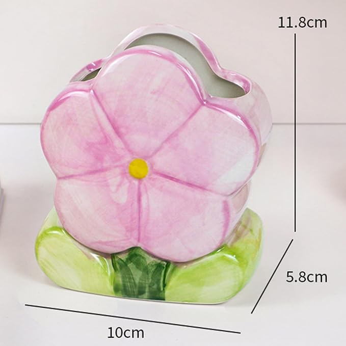 Red Makeup Brush Holder Pen Holder Office Desk Accessories Aesthetic Pencil Holder Cute Toothbrush Holder Flower Home Decor Vase Birthday Gifts for Women Vanity Kawaii Kitchen Utensil Holder