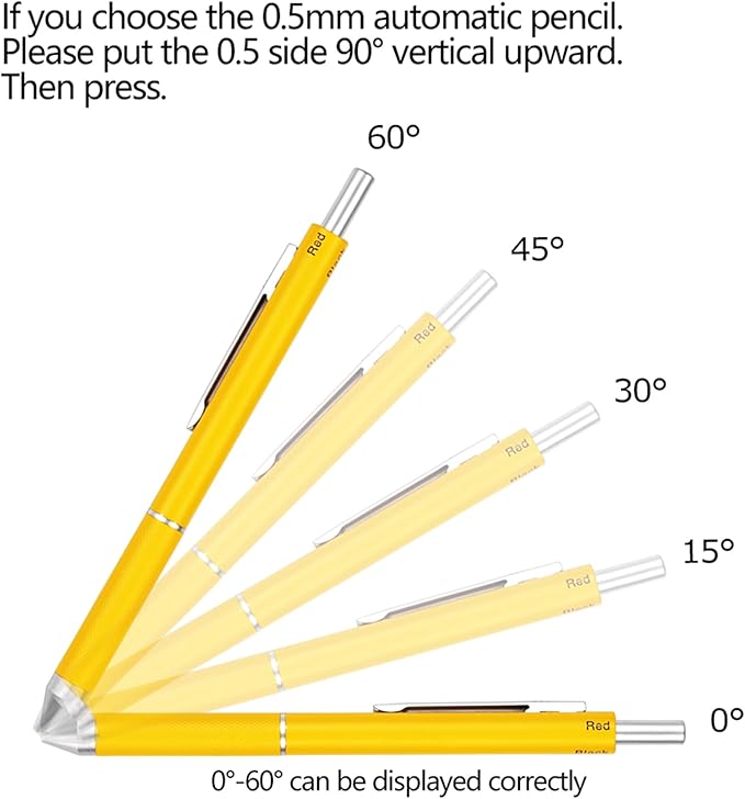 DUNBONG 4 in 1 Multicolor pen, Metal Cased Multifunction Pen, 0.5mm Mechanical Pencil, Red, Blue and Black Ball Pen, 1-Count (Yellow)