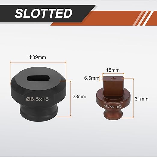 HARFINGTON Hydraulic Hole Punch Die 6.5x15mm Slotted Hole 40Cr Steel Electric Punching Kit for MHP-20 JP-20 Electric Punching Machine, Burgundy & Black