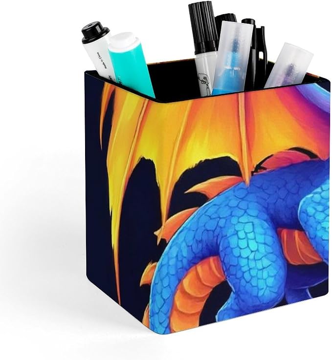 Pen Holder Stand For Desk, Pencil Pen Holder Cup, Desktop Stationery Organizer, Waterproof Multifunctional Office Supplies Colorful Dragon