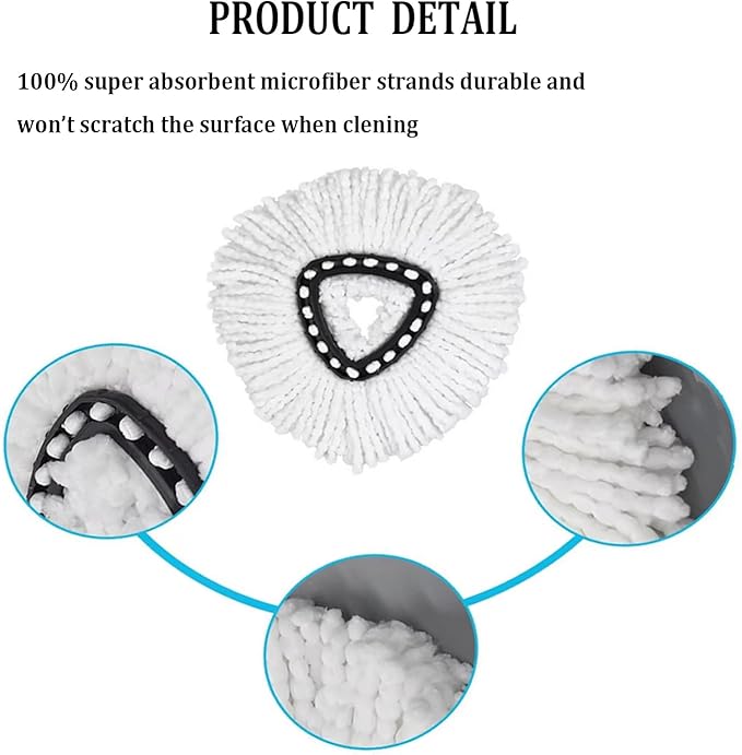 Yeeson Spin Mop Replacement Head, 8 Pack Mop Refill Compatible with Ocedar Triangle Swivel Mops for House Cleaning and Floor Mopping