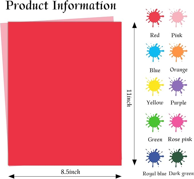 Colored Copy Paper 8.5X11 Inches,100 Sheets 10 Colors Printing Paper 90GSM/24LB Brightness Colored Origami Paper for Arts Crafts DIY School Office Supplies