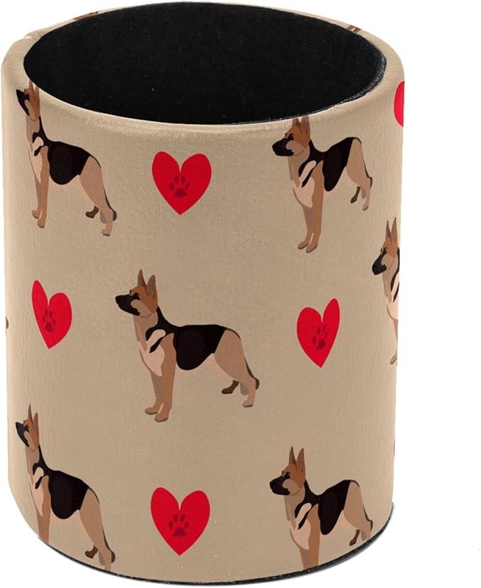 dog and heart Pencil Holder, Pencil Cup for Desk, Makeup Brush Holder Cup for Kids Desk Organizer for Office, Classroom, Home