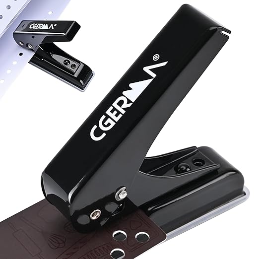 Single Hole Punch, 30 Sheet Capacity, Heavy Duty Paper Hole Puncher, 1/4" Hole Punches, 60% Labor Savings for for ID Cards, Chipboard Art Projects, Black