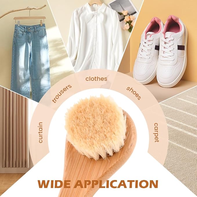 Saycker Laundry Stain Brush, Soft Bristle Cleaning Brush for Scrubbing Out Tough Stains on Delicate Fabrics, Knits, Cotton, Linens, No Damage, Great for Laundry, Shoes, Boots, Home(Wood)