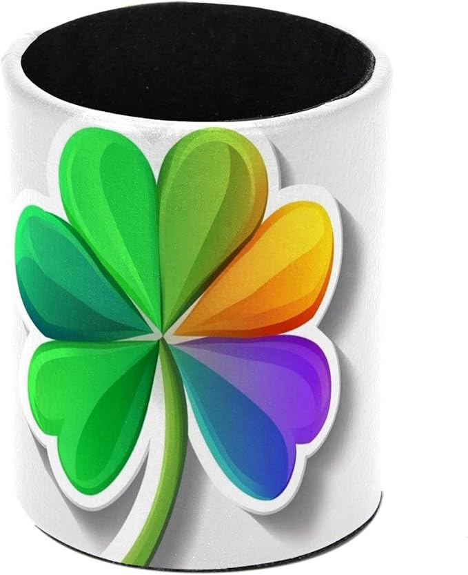 Pen Holder Stand, Makeup Brush Holder for Women, Durable Desktop Organizer Rainbow Clover (3) Pencil Holder Pot for Office Home Dorm