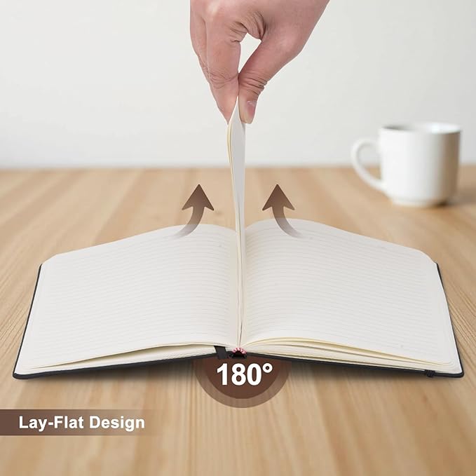 ViVin Lined Journal Notebooks, 3 Pack, (Black, Navy, Brown), 192 Pages, Medium 5.5 x 8.3 inch, College Ruled, A5 Hardcover Notebooks, Journaling Notebooks for Work, Writing, School