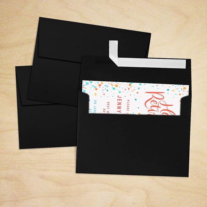 LUXPaper A7 Invitation Envelopes | Peel & Press | 5 1/4" x 7 1/4" | Midnight Black | 80lb. Text | 500 Qty