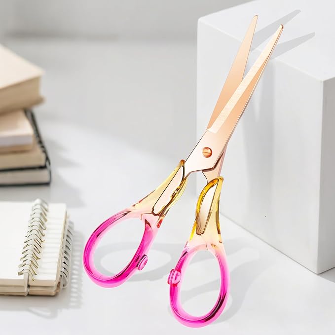 6.3 Inch Precision All - Purpose Craft Scissors, Stainless Steel Blade for Superior Cutting, Purple Acrylic Handle for Comfort, Ideal for Office, Home & School Crafters