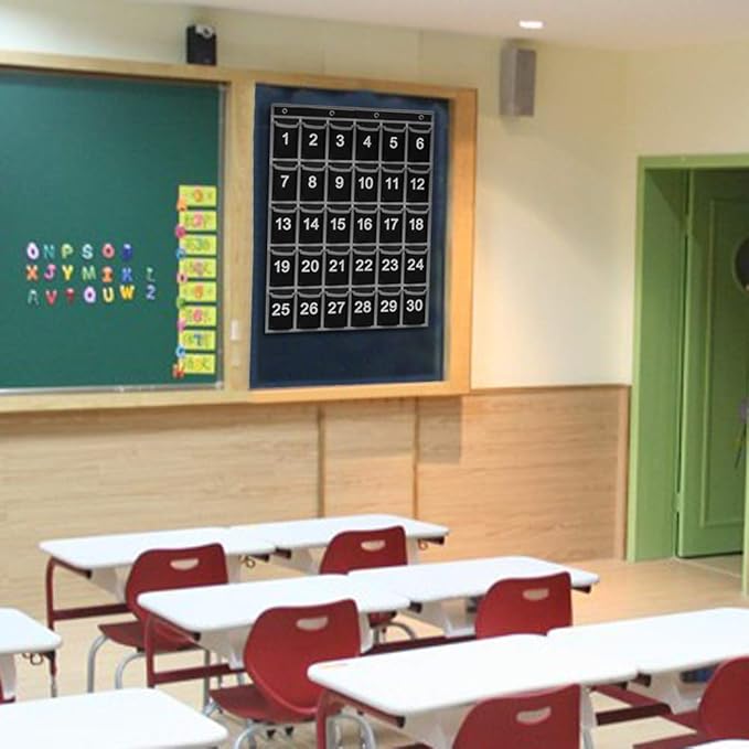 Eamay 30 Numbered Classroom Pocket Charts for Cell Phones and Calculators Holder Wall Door Mount Hanging Organizer