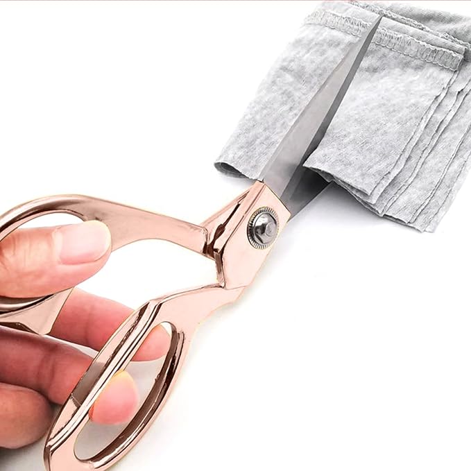Heavy Duty Sharp Scissors 10.5" - Stainless Steel Rose Gold Fabric Scissors for Ribbon, Sewing, Paper, Leather Cutting - All-Purpose