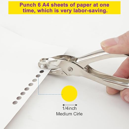 2 Pieces Small Single Hole Punch, 1/4 Inch One Hole Paper Punch with 8 Sheet Capacity, Punch Accuracy, Hole Puncher Single for Crafts, Tags, and Tickets