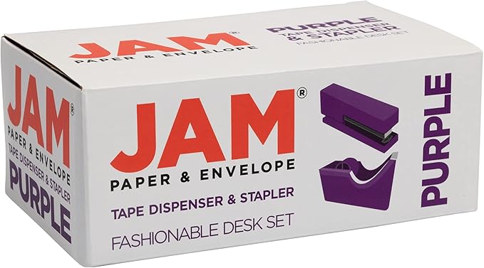 JAM PAPER Office & Desk Sets - 1 Stapler & 1 Tape Dispenser - Purple - 2/Pack