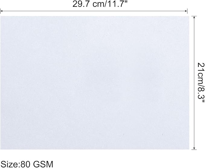 MECCANIXITY 25 Sheets Colored Copy Paper 8.5 x 11 Inch Printer Paper 80gsm White for Office Printing, Document Copying, Invitations, Forms, Art Projects