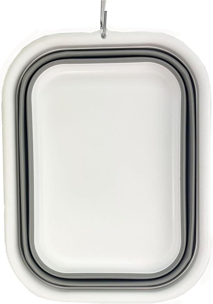 SAMMART 12L (3.17 Gallon) Collapsible Tub - Foldable Dish Tub - Portable Washing Basin - Space Saving Plastic Washtub (1, White/Grey)
