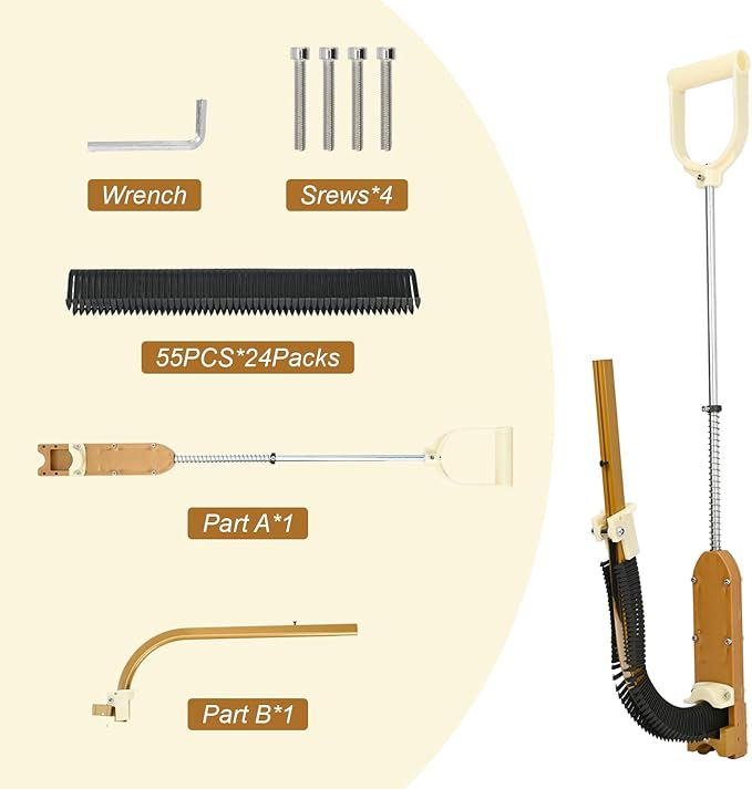 Nisorpa PEX Stapler with 1320 Pcs Foamboard Staples - 1-1/2″ Staples for 1″ and 2″ Foamboard -Portable PEX Stand-Up Manual Stapler Gun for Wood and Foam Board