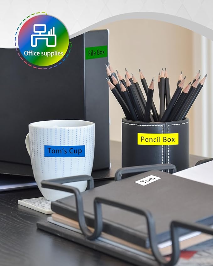 Anycolor 6-Pack Replace for Dymo D1 Label Tape 1/2" dymo Label Maker Refills D1 45013 45010 45016 45017 45018 45019 for LabelManager 160 280 PnP 360D 210D 420P COLORPOP Labeler, 12mm x 7m