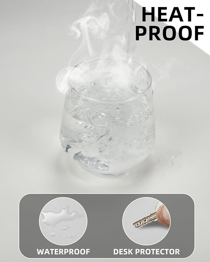 Leather Desk Pad Protector, Mouse Pad, Office Mat, Non-Slip PU Leather Blotter, Laptop Pad, Waterproof Writing Pad for Office and Home (White, 31.5" x 15.7")