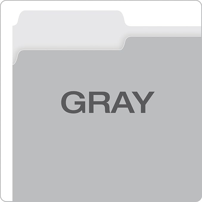 Pendaflex Two-Tone Color File Folders, Letter Size, 1/3 Cut, Gray, 100 Per Box (152 1/3 GRA) | (Pack of 5)