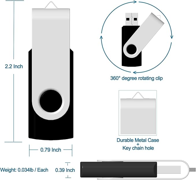 2GB USB Flash Drive 10 Pack JBOS 2 GB USB Drives Memory Stick Swivel 2G Thumb Drives Gig Stick USB2.0 Pen Drive for Date Storage, 2 Gig UBS Flash Drive, Zip Drive, Jump Drive, USB Stick, Mixed Color