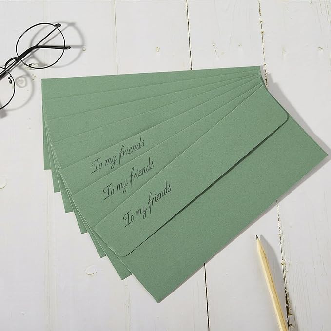 Wishop 50 Pack Sage-Green #10 Business Envelopes Self Seal Standard Envelopes for Office Checks, Business, Letter Mailing Invoices, 4.13 x 9.49 Inches (50)