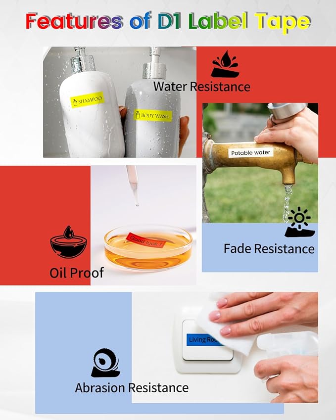 Anycolor 6-Pack Replace for Dymo D1 Label Tape 1/2" dymo Label Maker Refills D1 45013 45010 45016 45017 45018 45019 for LabelManager 160 280 PnP 360D 210D 420P COLORPOP Labeler, 12mm x 7m