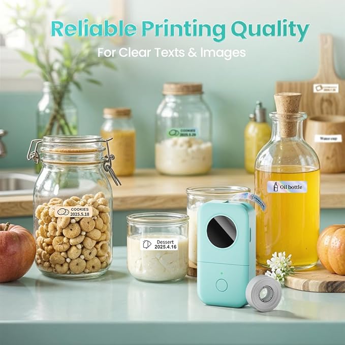 Phomemo D30 Label Maker Machine, Portable Bluetooth Mini Label Printer, Smartphone Handheld Thermal Sticker Small Labeler Multiple Templates Font Icon Inkless Custom Label for Home Kids School Items
