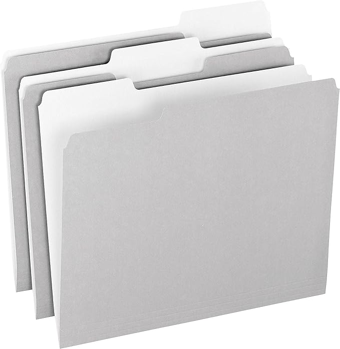 Pendaflex Two-Tone Color File Folders, Letter Size, 1/3 Cut, Gray, 100 Per box (152 1/3 GRA)