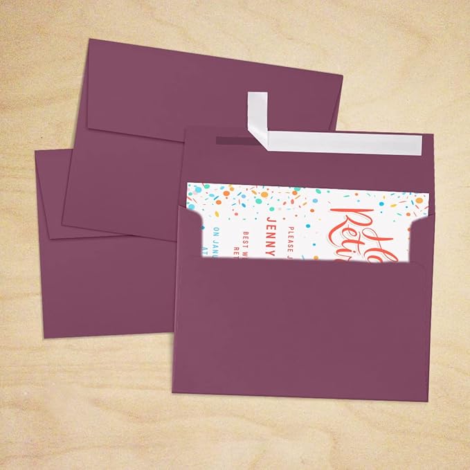 LUXPaper A7 Invitation Envelopes | Peel & Press | 5 1/4" x 7 1/4" | Vintage Plum | 80lb. Text | 1,000 Qty