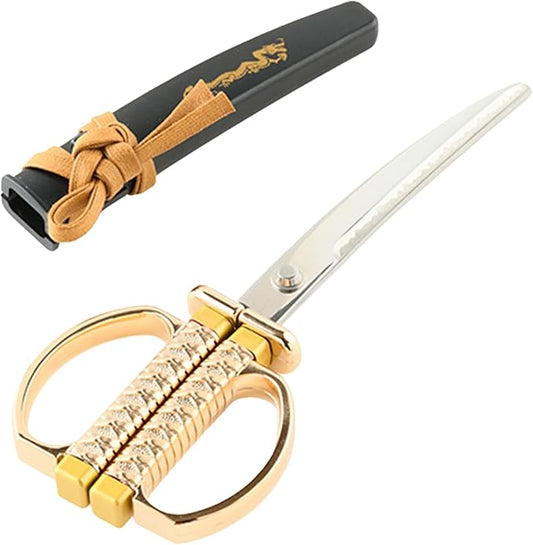 Japanese Samurai Katana Sword Shape Scissors 7.3 inch Made in JAPAN (Golden Dragon)