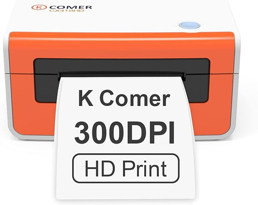 K COMER Thermal Label Printer 300DPI,4x6 Shipping Label Printer for Package,Desktop Label Maker Compatible with Amazon, Etsy, USPS, Shopify, Ebay, Work with Windows & Mac for Small Business