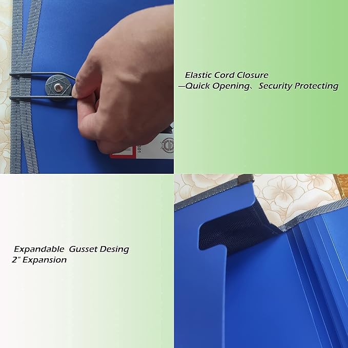 Premium Quality Plastic Expanding File Folder Document Organizer, 3.5" Expansion, A4 Letter Size for Home School Office Organization, 5 Pack